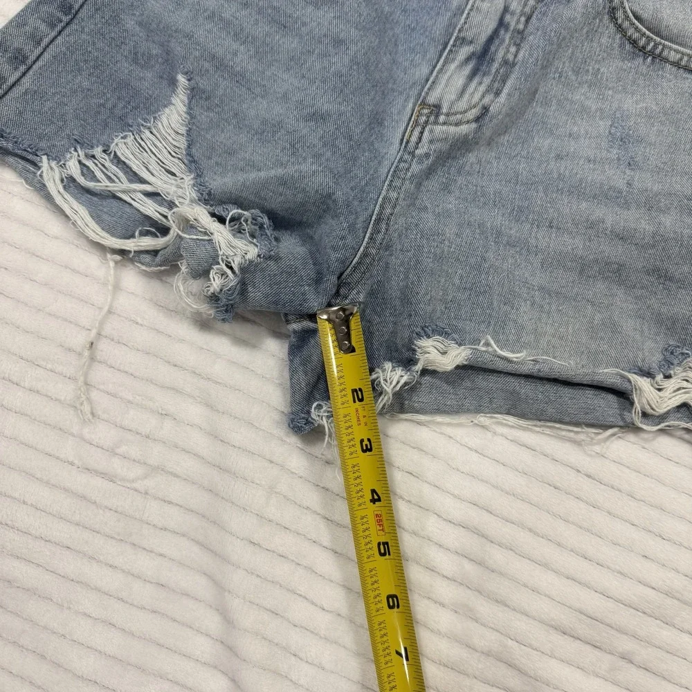 Eyeshock Womens Distressed Denim Shorts Light Wash Blue High Waisted Size M - Picture 4 of 9